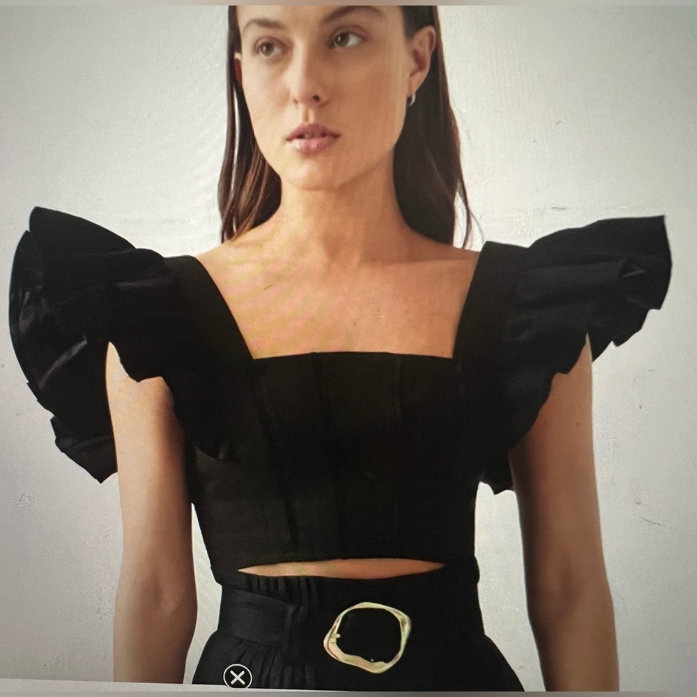 Beautiful Aje Vanades Frill Crop Top - BLACK / AU size 6-Brand New with tags